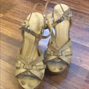 Tan Bohemian Platform Heels